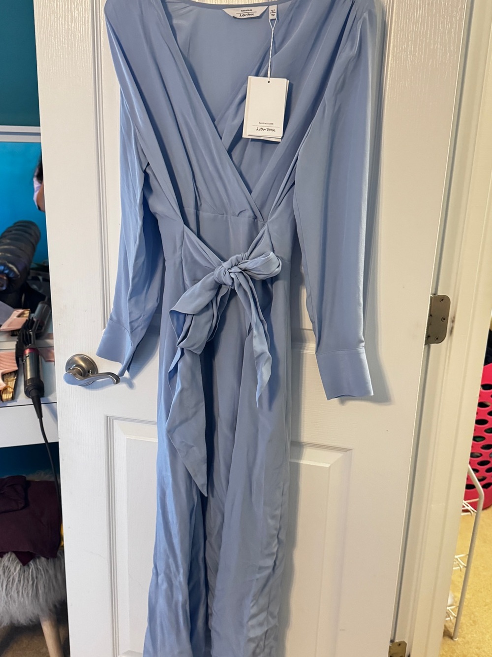 NWT: & Other Stories Light Blue Wrap Dress with Self Tie